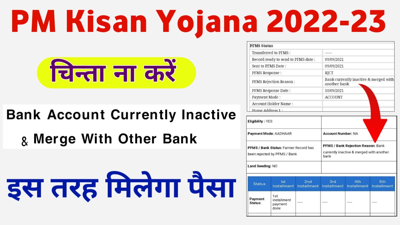 PM Kisan Yojana Status:- Bank Account Currently Inactive Merged With another Bank Problem Solution