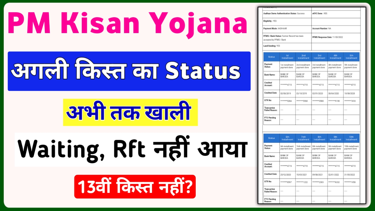 PM Kisan Yojana:- 13th Installment Payment Status Blank showing