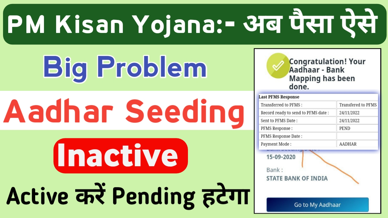 Aadhar Seeding Inactive In Bank Account, इस तरह सही करें और योजना का पैसा पाये तुरंत