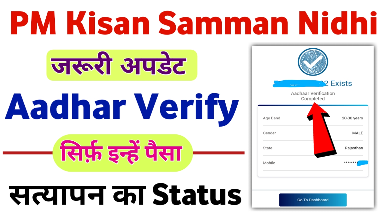 Aadhar Number Verify Process : आधार सत्यापन करने वाले किसानों को ही पैसा मिलेगा देखिए