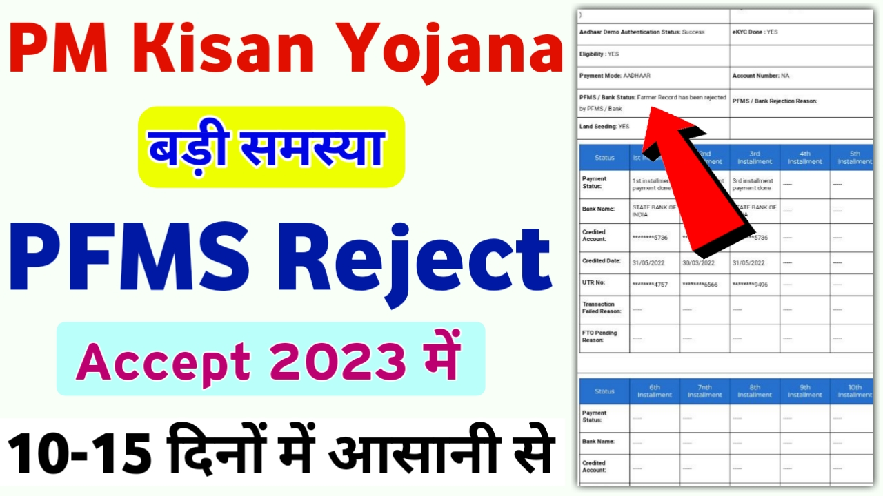 Farmer Record Has Been Rejected By PFMS Bank PM Kisan Yojana Problem Solution
